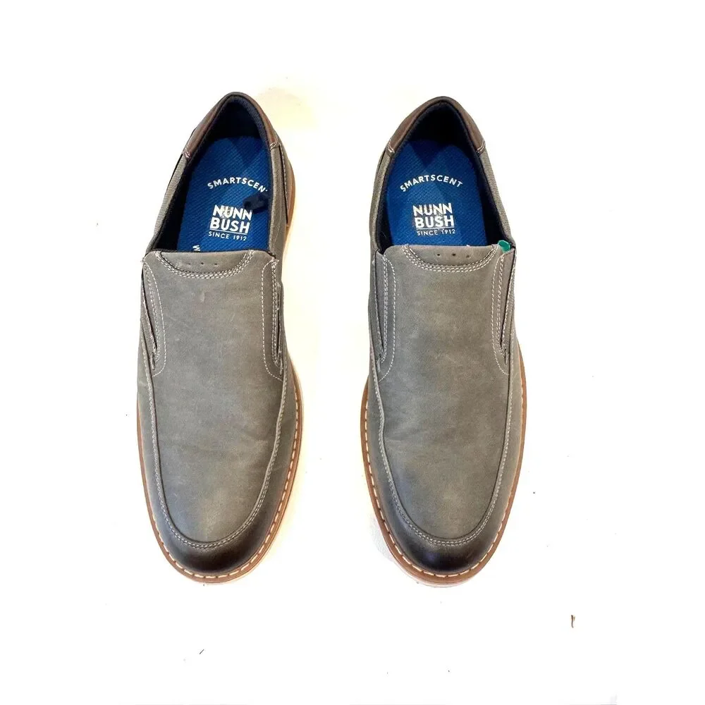 Nunn Bush Chase Grey Slip On Loafers Memory Foam Smartscent Size 8m